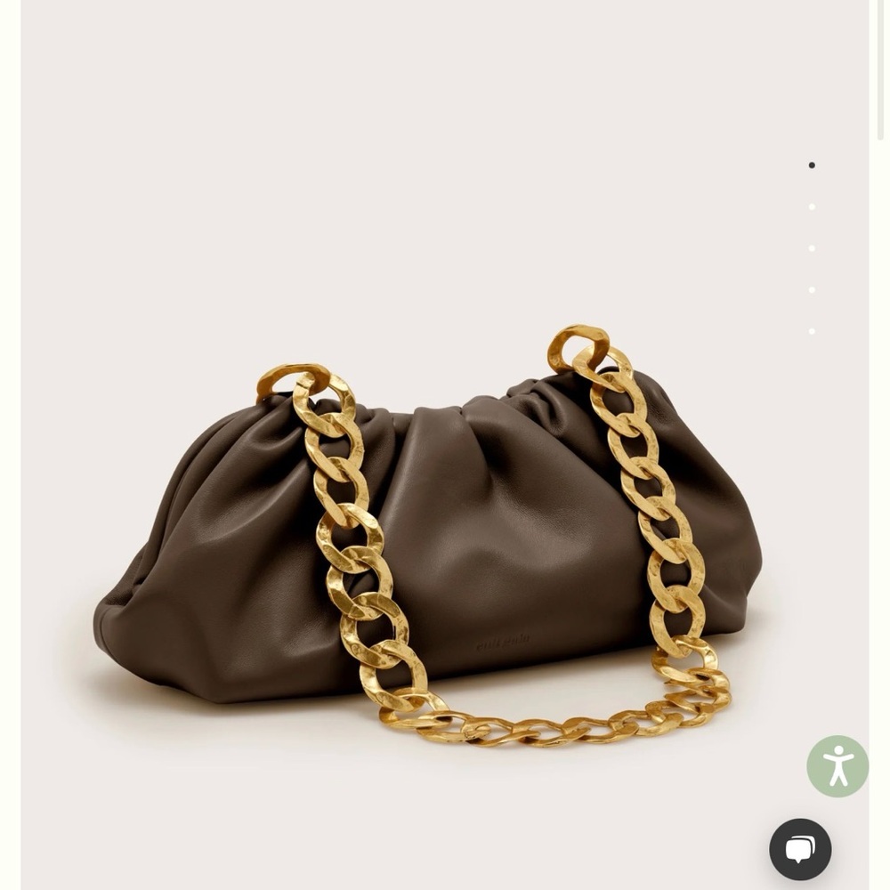 Cult Gaia Brown Dulce Shoulder Bag with Gold Chain Strap NWT